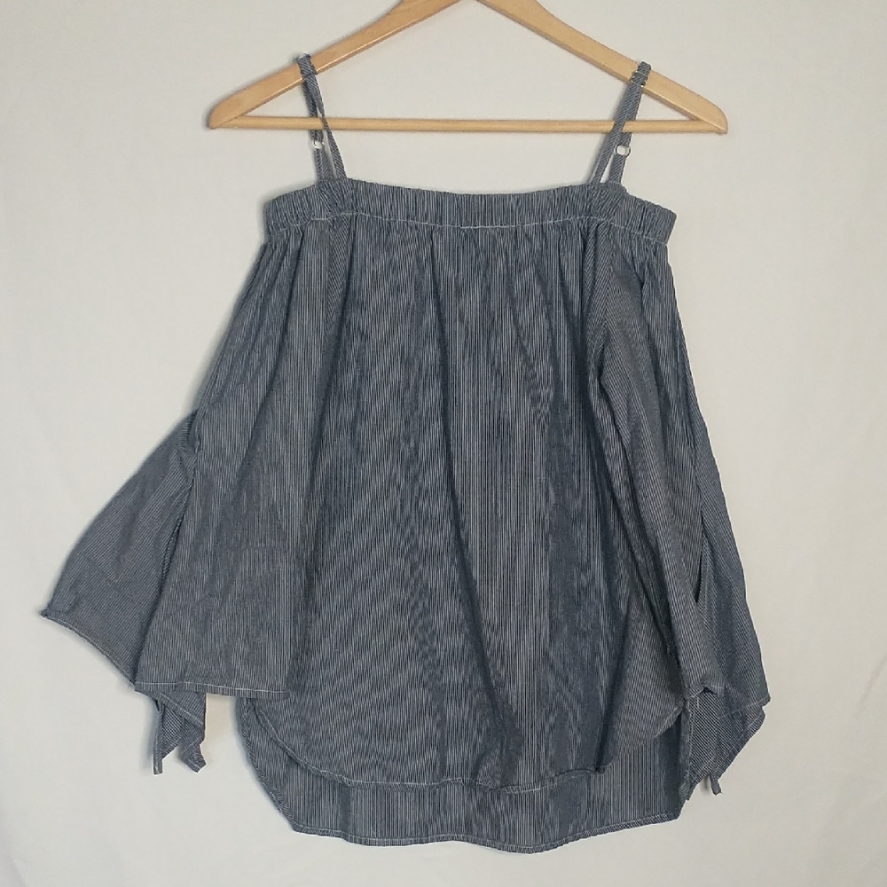 Seven Sisters Striped Off-Shoulder Blue Women's Skirt